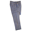 Men's Gurkha Pants Blue Beige Plaid Check Slim High Waist Flat Front Dress Trousers 36