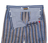 Men's Gurkha Pants Blue Beige Plaid Check Slim High Waist Flat Front Dress Trousers 36