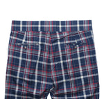 Men's Gurkha Pants Blue Red Plaid Check Wool Slim High Waist Flat Front Dress Trousers 36