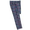 Men's Gurkha Pants Blue Red Plaid Check Wool Slim High Waist Flat Front Dress Trousers 36