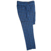 Men's Gurkha Pants Blue White Plaid Check Wool Slim High Waist Flat Front Dress Trousers 36