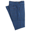 Men's Gurkha Pants Blue White Plaid Check Wool Slim High Waist Flat Front Dress Trousers 36