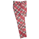 Men's Gurkha Pants Red White Plaid Check Slim High Waist Flat Front Dress Trousers 36