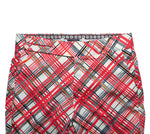 Men's Gurkha Pants Red White Plaid Check Slim High Waist Flat Front Dress Trousers 36