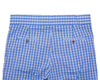 Men's Gurkha Pants Blue White Plaid Check Slim High Waist Flat Front Dress Trousers 36