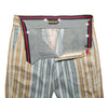 Men's Gurkha Pants Orange Blue Striped Slim High Waist Flat Front Dress Trousers 36