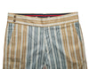 Men's Gurkha Pants Orange Blue Striped Slim High Waist Flat Front Dress Trousers 36