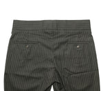 Men's Gurkha Pants Gray Pinstripe Wool Slim High Waist Flat Front Dress Trousers 36