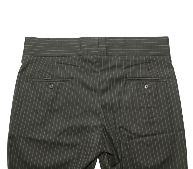 Men's Gurkha Pants Gray Pinstripe Wool Slim High Waist Flat Front Dress Trousers 36