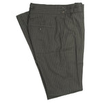 Men's Gurkha Pants Gray Pinstripe Wool Slim High Waist Flat Front Dress Trousers 36