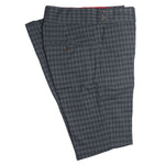 Men's Gurkha Pants Gray Plaid Check Wool Stretch Slim High Waist Flat Front Dress Trousers 36