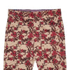 Men's Gurkha Pants Beige Orange Brown Floral Cotton Slim High Waist Flat Front Dress Trousers 34
