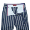 Men's Gurkha Pants Blue Gray Striped Wool Slim High Waist Flat Front Dress Trousers 34