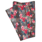 Men's Gurkha Pants Multicolor Floral Plaid Check Slim High Waist Flat Front Dress Trousers 34