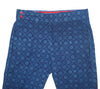 Men's Gurkha Pants Blue Geometric Cotton Slim High Waist Flat Front Dress Trousers 34