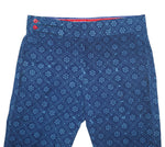 Men's Gurkha Pants Blue Geometric Cotton Slim High Waist Flat Front Dress Trousers 34