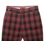 Men's Gurkha Pants Black Red Beige Plaid Check Wool Slim High Waist Flat Front Dress Trousers 32