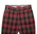 Men's Gurkha Pants Black Red Beige Plaid Check Wool Slim High Waist Flat Front Dress Trousers 34