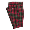 Men's Gurkha Pants Black Red Beige Plaid Check Wool Slim High Waist Flat Front Dress Trousers 34