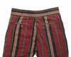 Men's Gurkha Pants Red Black Beige Striped Corduroy Slim High Waist Flat Front Dress Trousers 34