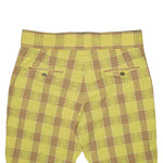 Men's Gurkha Pants Yellow Orange Plaid Check Cotton Slim High Waist Flat Front Dress Trousers 34