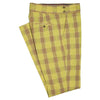 Men's Gurkha Pants Yellow Orange Plaid Check Cotton Slim High Waist Flat Front Dress Trousers 34