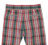 Men's Gurkha Pants Green Red Plaid Check Slim High Waist Flat Front Dress Trousers 34