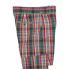 Men's Gurkha Pants Green Red Plaid Check Slim High Waist Flat Front Dress Trousers 34