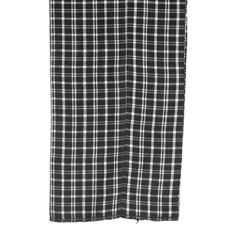 Men's Gurkha Pants Black White Plaid Check Cotton Slim High Waist Flat Front Dress Trousers 34