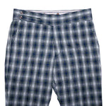 Mens Gurkha Pants Blue White Green Tartan Plaid Slim High Waist Flat Front 34