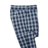 Mens Gurkha Pants Blue White Green Tartan Plaid Slim High Waist Flat Front 34