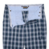 Mens Gurkha Pants Blue White Green Tartan Plaid Slim High Waist Flat Front 34
