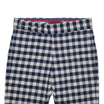 Mens Gurkha Pants Blue Beige Check Plaid Slim Straight High Waist Flat Front 34