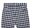 Mens Gurkha Pants Blue Beige Check Plaid Slim Straight High Waist Flat Front 34