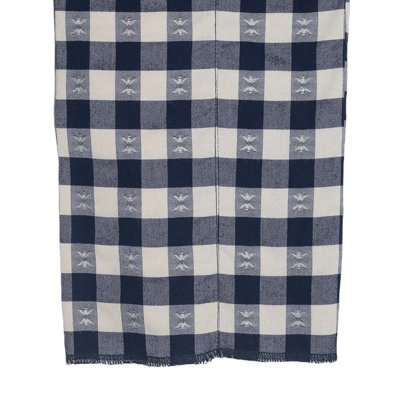 Mens Gurkha Pants Blue Beige Check Plaid Slim Straight High Waist Flat Front 34