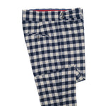 Mens Gurkha Pants Blue Beige Check Plaid Slim Straight High Waist Flat Front 34