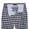 Mens Gurkha Pants Blue Beige Check Plaid Slim Straight High Waist Flat Front 34
