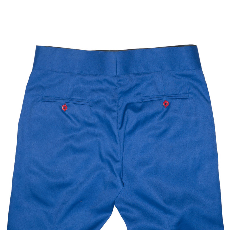 Men's Gurkha Pants Cobalt Blue Cotton Slim High Waist Flat Front Dress Trousers 34