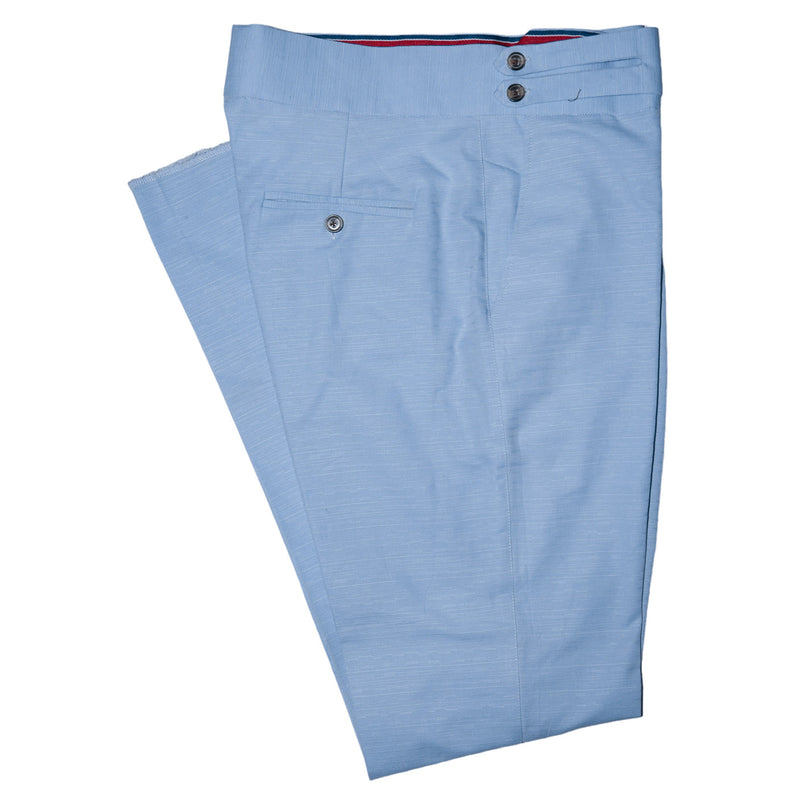 Mens Gurkha Pants Light Blue Textured Slim Straight High Waist Flat Front 34