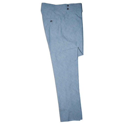 Mens Gurkha Pants Blue White Striped Cotton High Waist Flat Front Trousers 34