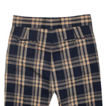 Mens Gurkha Pants Beige Navy Blue Plaid Check Wool Slim High Waist Flat Front 34