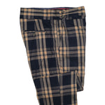 Mens Gurkha Pants Beige Navy Blue Plaid Check Wool Slim High Waist Flat Front 34