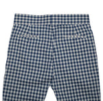 Mens Gurkha Pants Blue Check Plaid Slim High Waist Flat Front Dress Trousers 34