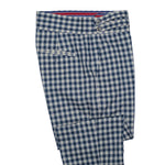 Mens Gurkha Pants Blue Check Plaid Slim High Waist Flat Front Dress Trousers 34