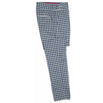 Mens Gurkha Pants Blue Check Plaid Slim High Waist Flat Front Dress Trousers 34