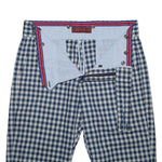 Mens Gurkha Pants Blue Check Plaid Slim High Waist Flat Front Dress Trousers 34