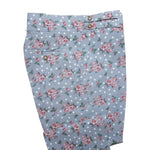 Men's Gurkha Pants Blue Pink Floral Polka Dot High Waist Flat Front Dress Trousers 36