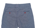 Mens Gurkha Pants Blue White Striped Cotton Slim High Waist Dress Trousers 32