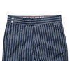 Men's Gurkha Pants Blue White Striped Wool Slim High Waist Flat Front Dress Trousers 36