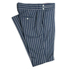 Men's Gurkha Pants Blue White Striped Wool Slim High Waist Flat Front Dress Trousers 36